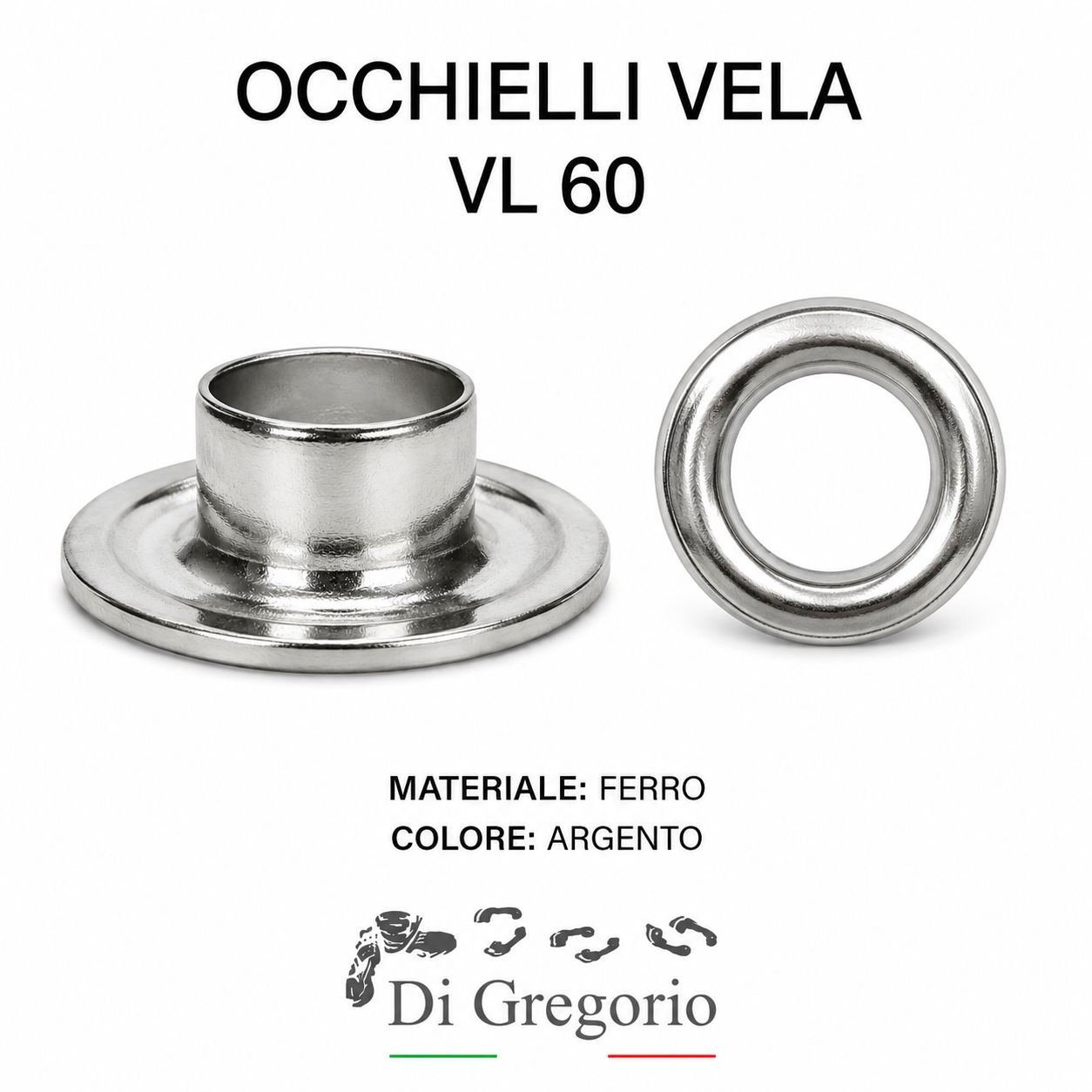 Occhielli Vela VL60 Ø 24 mm in Alluminio Ferro o Ottone con Rondelle Occhielli per Teloni e Pelletteria