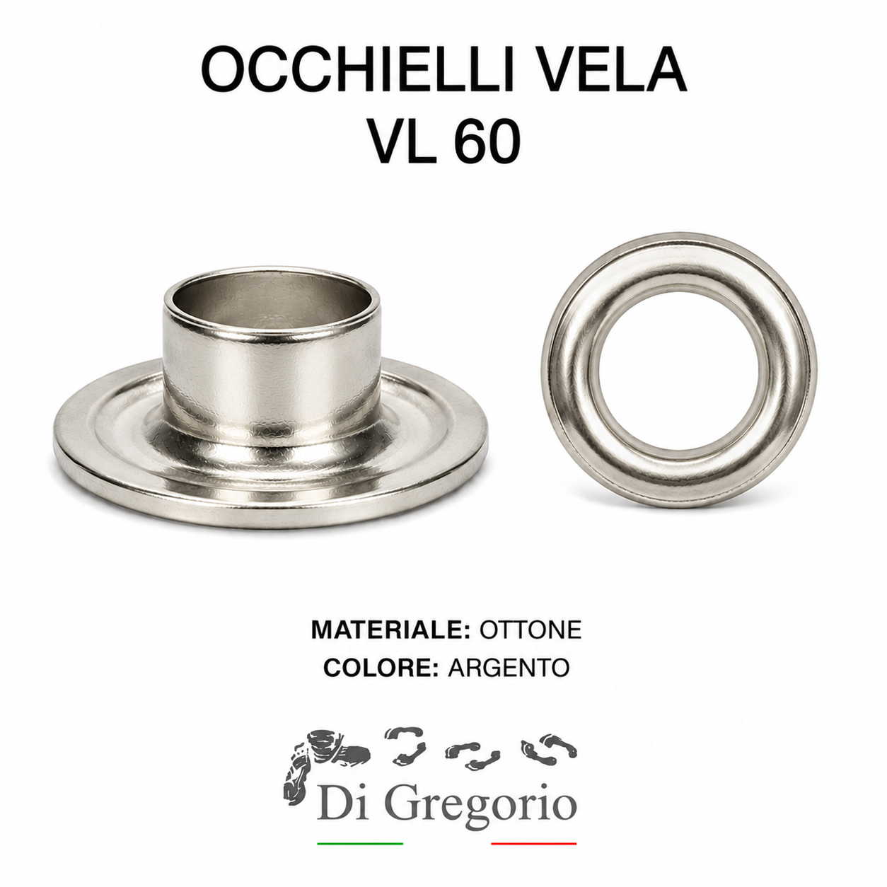 Occhielli Vela VL60 Ø 24 mm in Alluminio Ferro o Ottone con Rondelle Occhielli per Teloni e Pelletteria