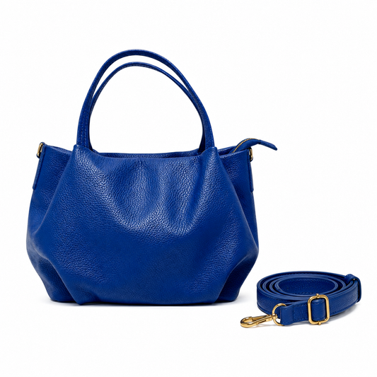 Borsa donna in vera pelle morbida a mano con tracolla regolabile made in italy