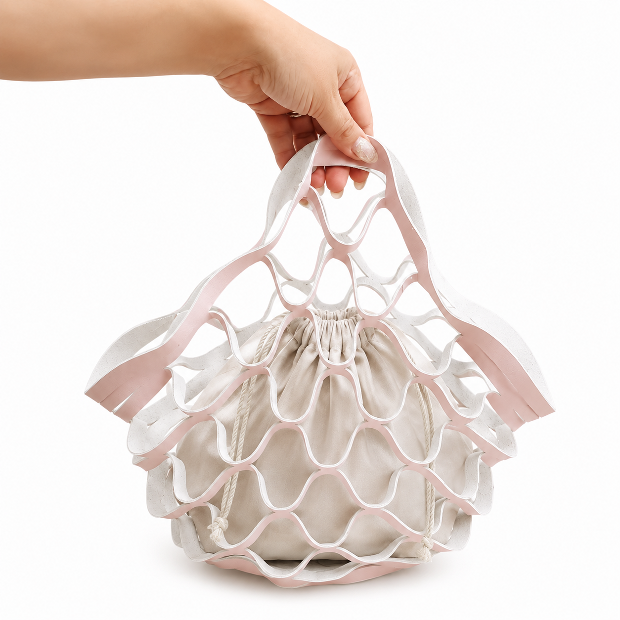 Borsa a rete in vera pelle – Leggera, senza cuciture, disponibile in tanti colori