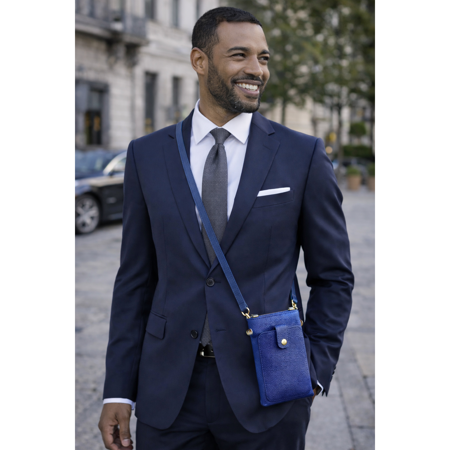 Women's handbag men's shoulder bag cell phone holder in real leather adjustable strap Made in Italy