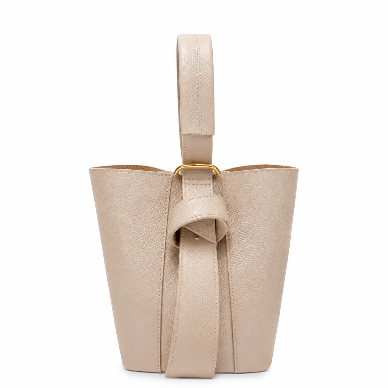 Hammered genuine leather bucket bag and clutch set, practical and elegant for any occasion.