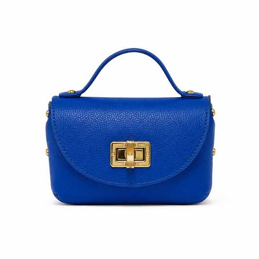 Mini Bag Donna in Vera Pelle con Manico e Tracolla Catena Oro
