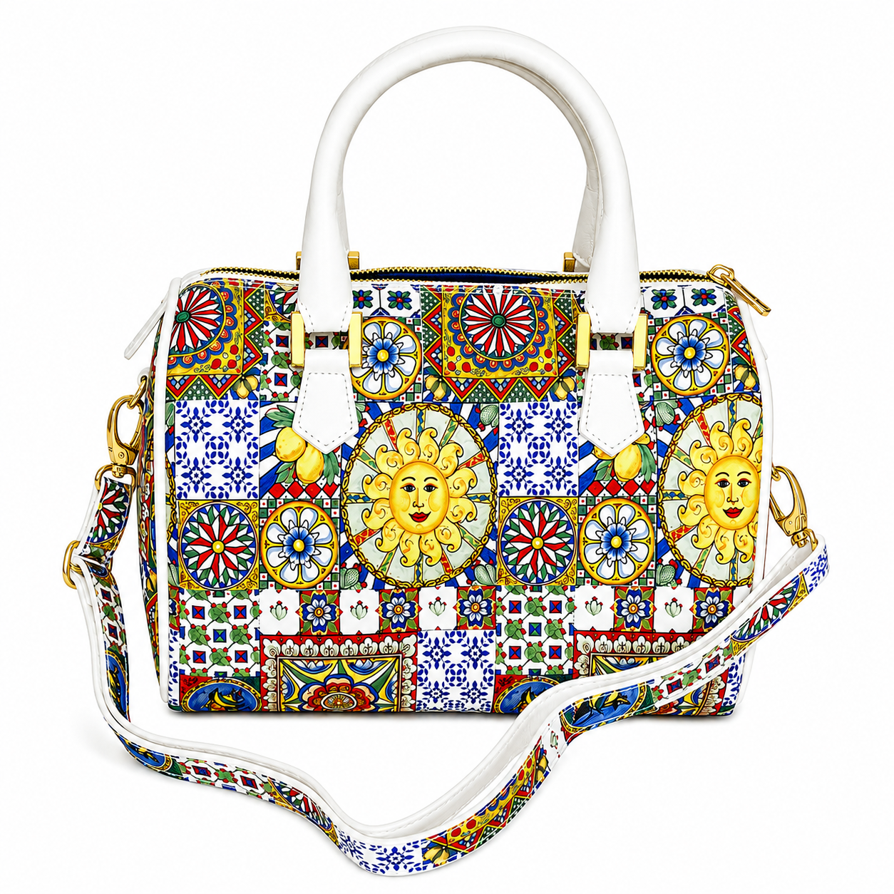 Set Bauletto Donna Vera Pelle e Tessuto Italiano con Cintura Abbinata Borsa a Mano con Tracolla Regolabile Made in Italy