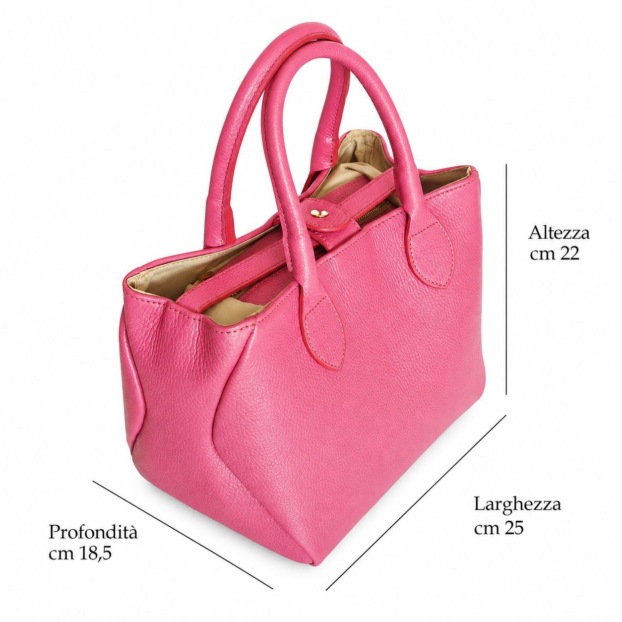 Borsa Donna in Vera Pelle con Pochette Estraibile  Artigianale Made in Italy, Borsa a Mano Elegante Pelle Morbida Grande Capacità