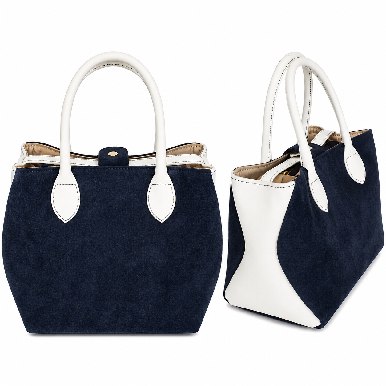 Borsa Donna in Vera Pelle con Pochette Estraibile  Artigianale Made in Italy, Borsa a Mano Elegante Pelle Morbida Grande Capacità