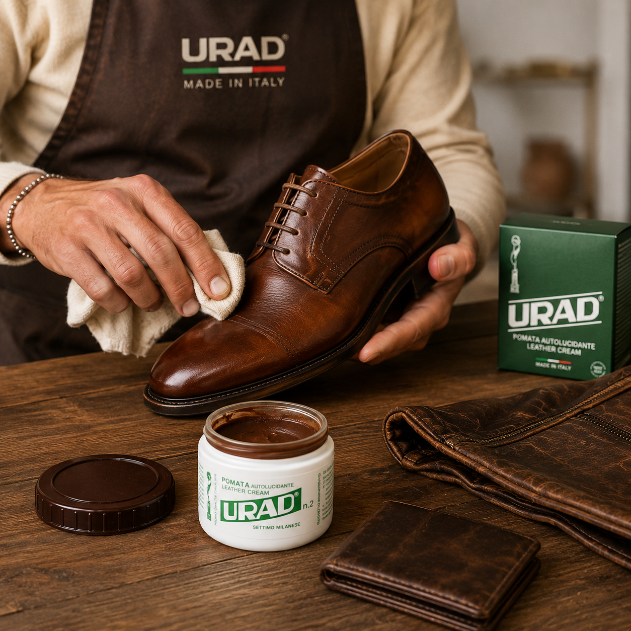 Urad Self-Shining Cream 200 ml for Shoes, Leather, Sofas, Bags and Car Interiors