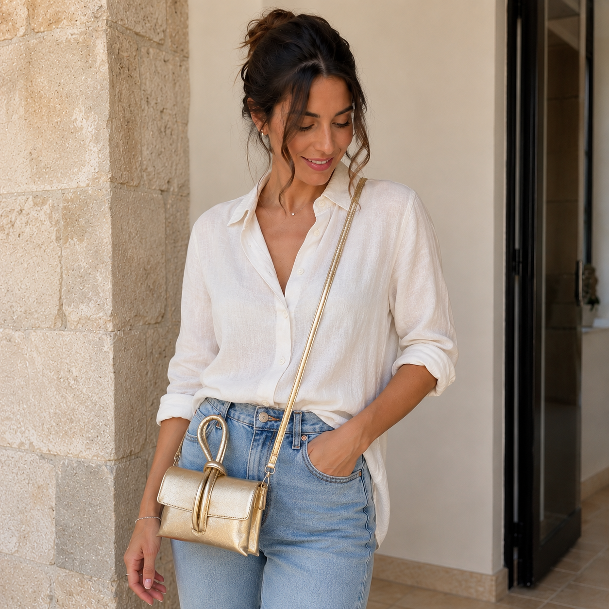 Borsa Donna Nodo in Vera Pelle Multifunzione, Elegante e Versatile con tracolla regolabile