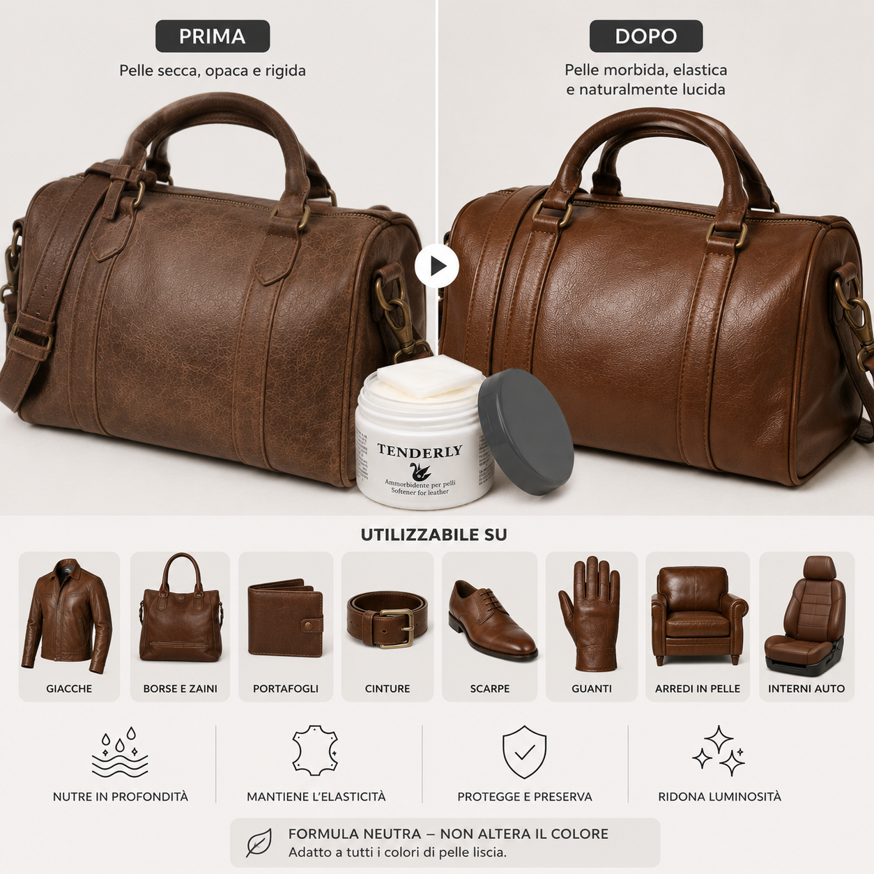 Tenderly Urad Ammorbidente per Pelle Neutro – Nutre e Ammorbidisce