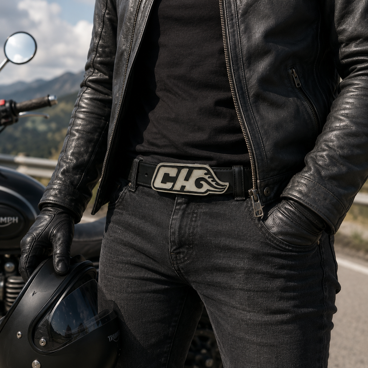 Fibbia per Cintura 40 mm in Metallo Smaltata Stile Biker Sportivo