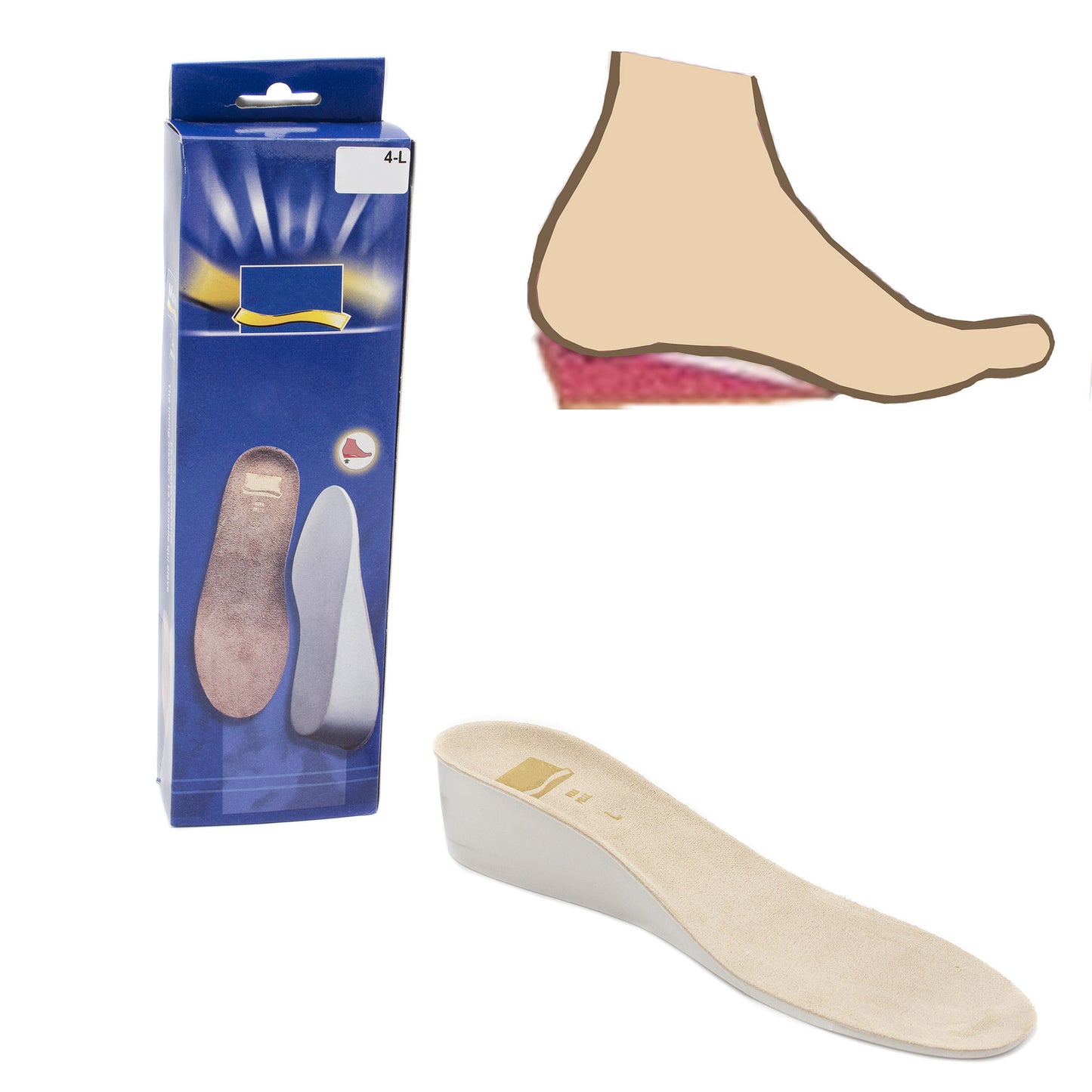 Soletta Rialzante Push Up in Pelle Scamosciata Antiscivolo | Plantare Alzatallone Anatomico Made in Italy