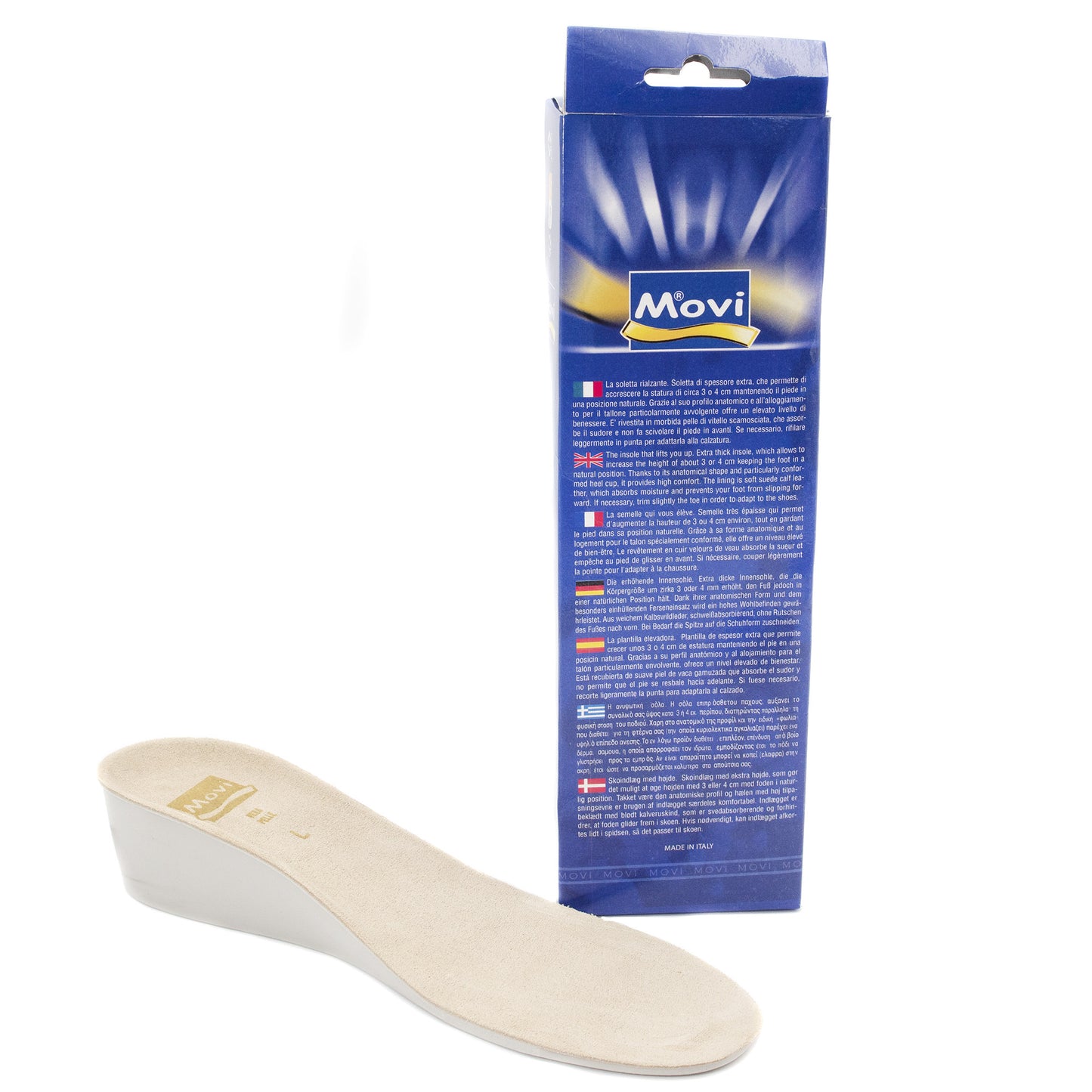 Soletta Rialzante Push Up in Pelle Scamosciata Antiscivolo | Plantare Alzatallone Anatomico Made in Italy