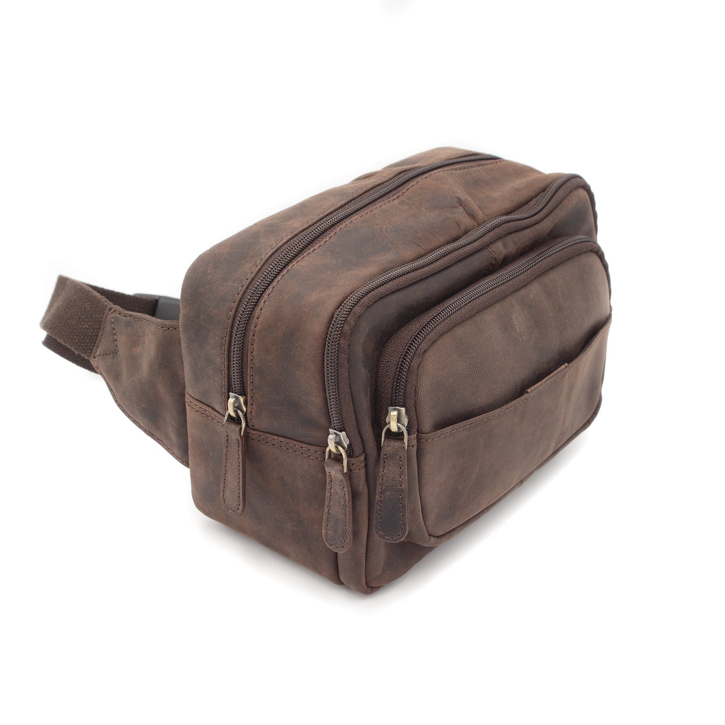 Marsupio in pelle ingrassata unisex | Tracolla regolabile | Borsa monospalla casual