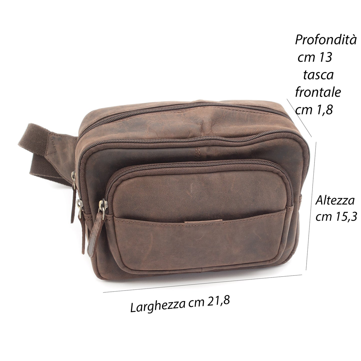 Marsupio in pelle ingrassata unisex | Tracolla regolabile | Borsa monospalla casual