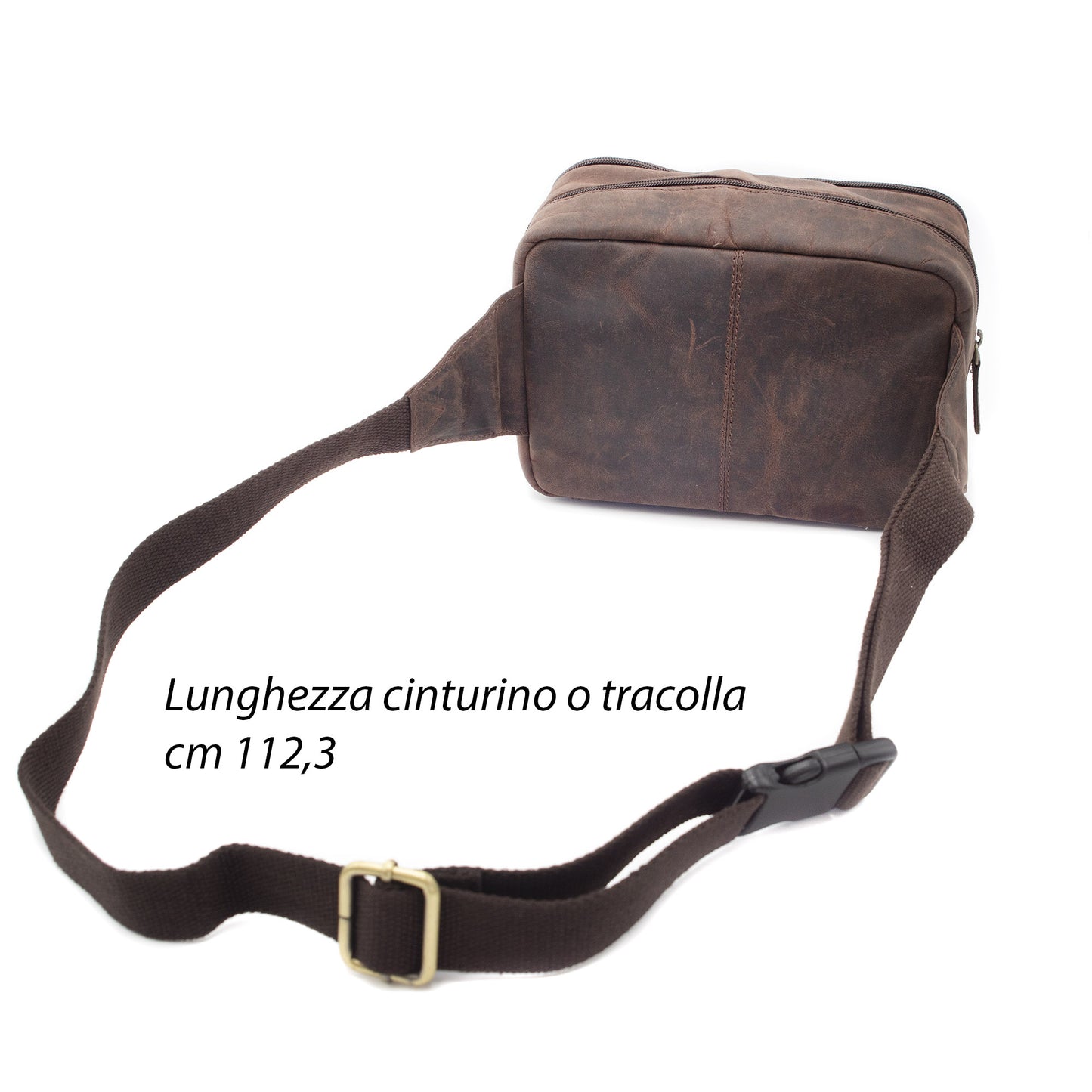Marsupio in pelle ingrassata unisex | Tracolla regolabile | Borsa monospalla casual