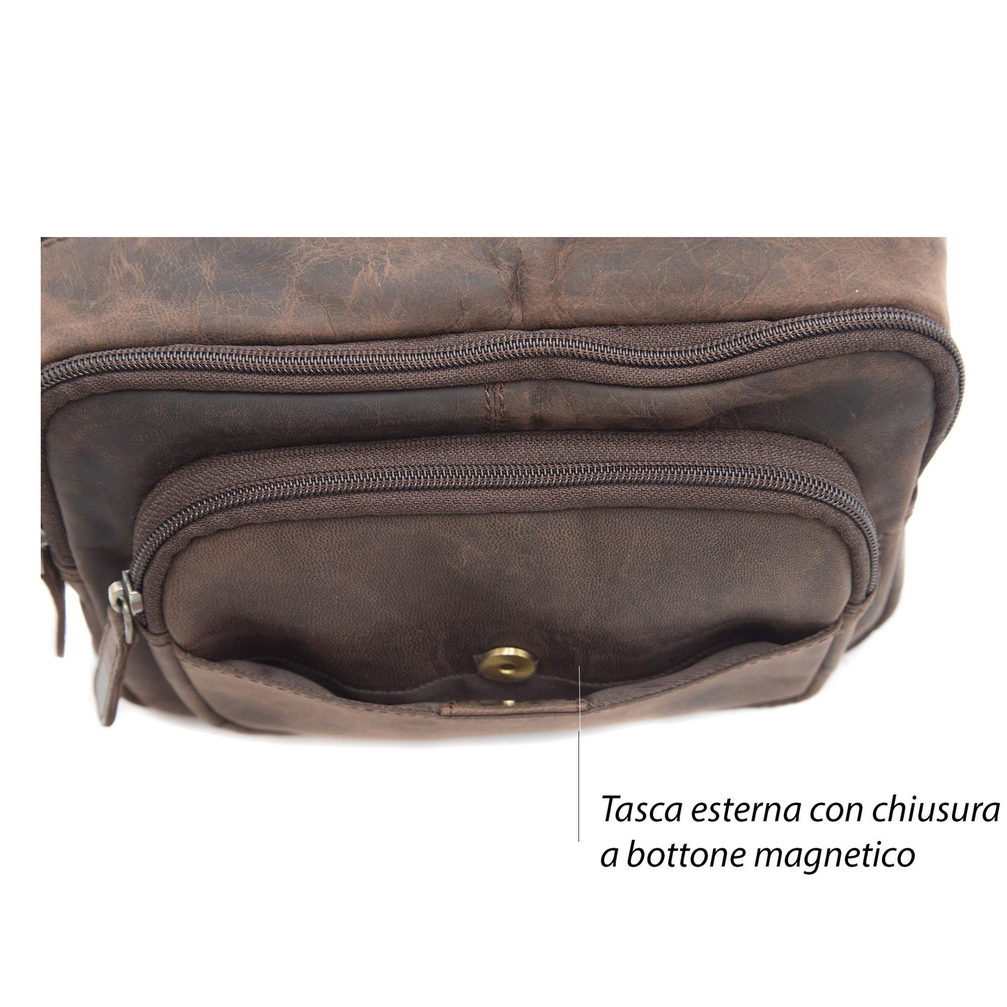 Marsupio in pelle ingrassata unisex | Tracolla regolabile | Borsa monospalla casual