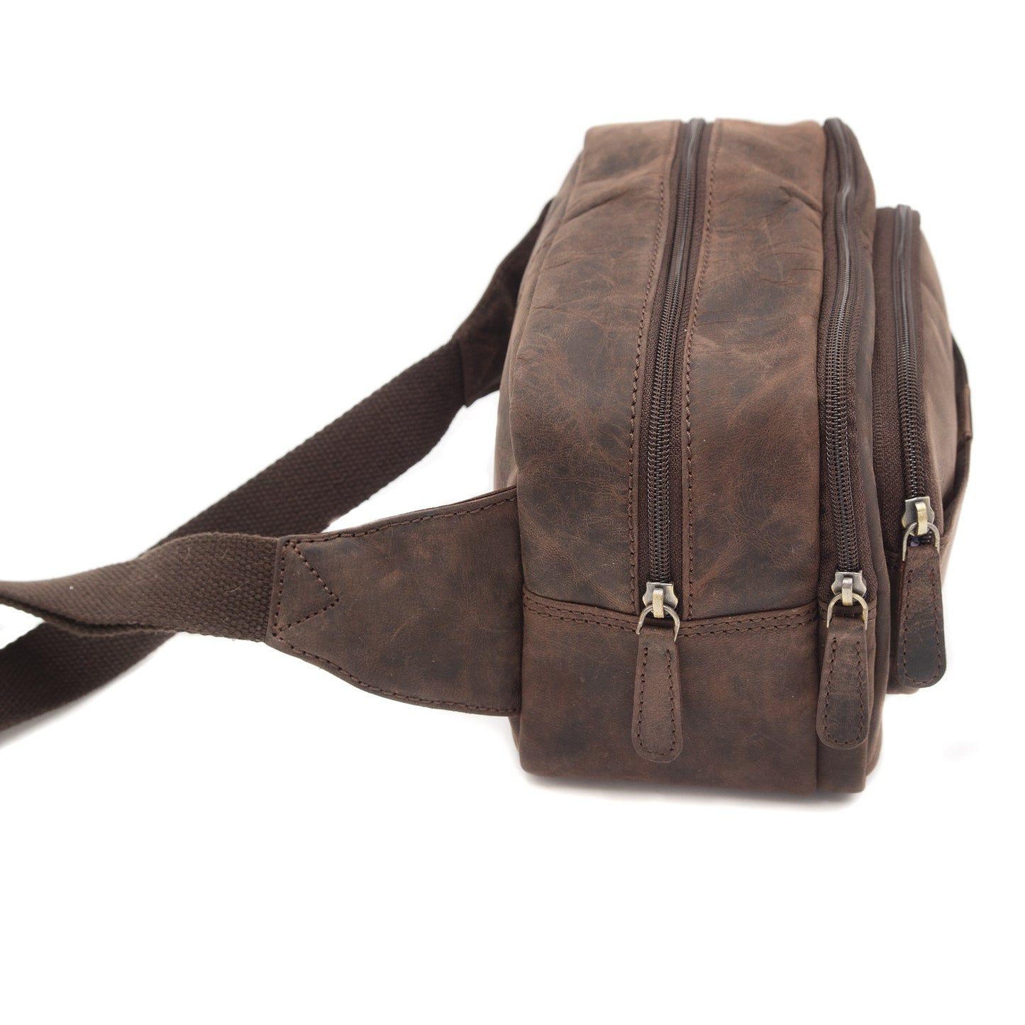 Marsupio in pelle ingrassata unisex | Tracolla regolabile | Borsa monospalla casual