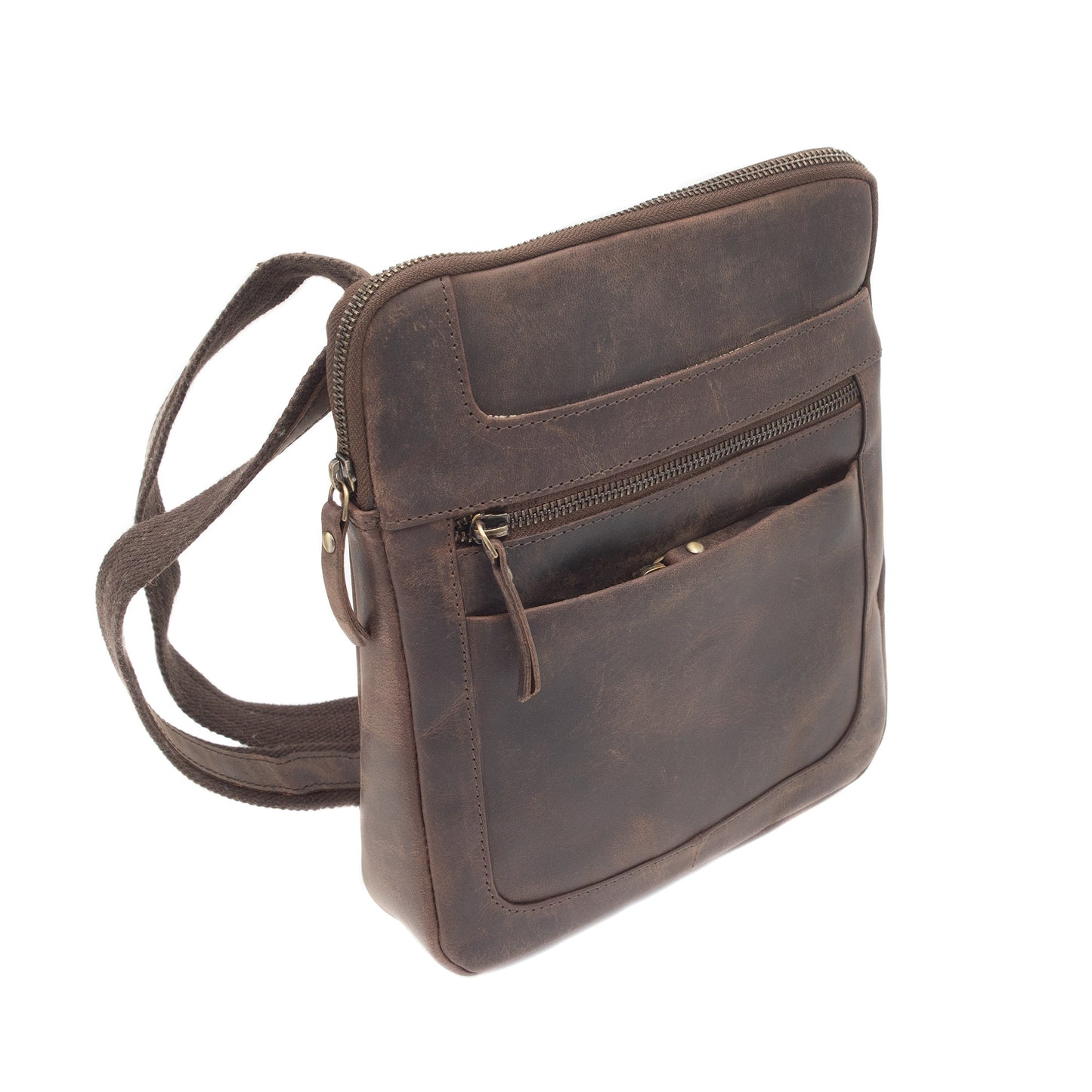 Borsa Uomo Donna in Vera Pelle Ingrassata con Tracolla Regolabile Borsello a Tracolla Porta Cellulare Documenti e Portafoglio per Lavoro Viaggio e Tempo Libero