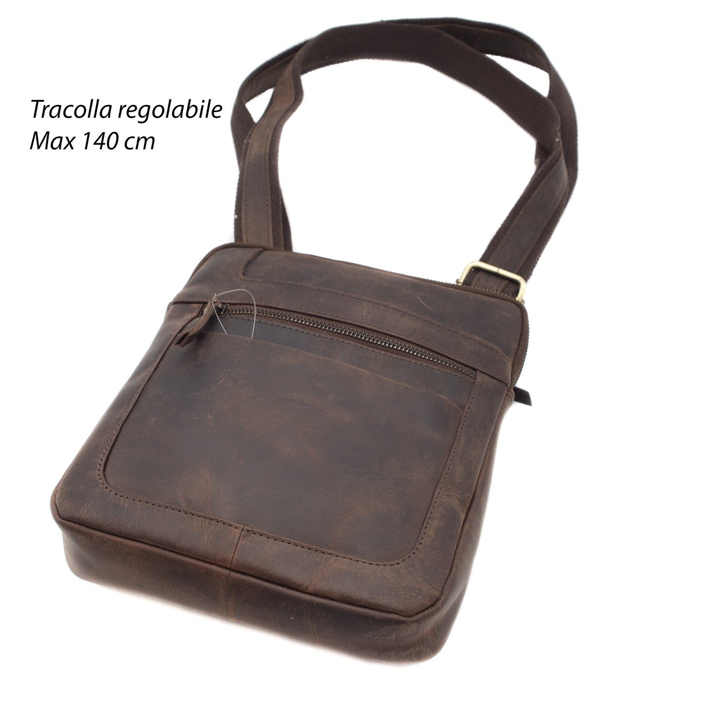 Borsa Uomo Donna in Vera Pelle Ingrassata con Tracolla Regolabile Borsello a Tracolla Porta Cellulare Documenti e Portafoglio per Lavoro Viaggio e Tempo Libero