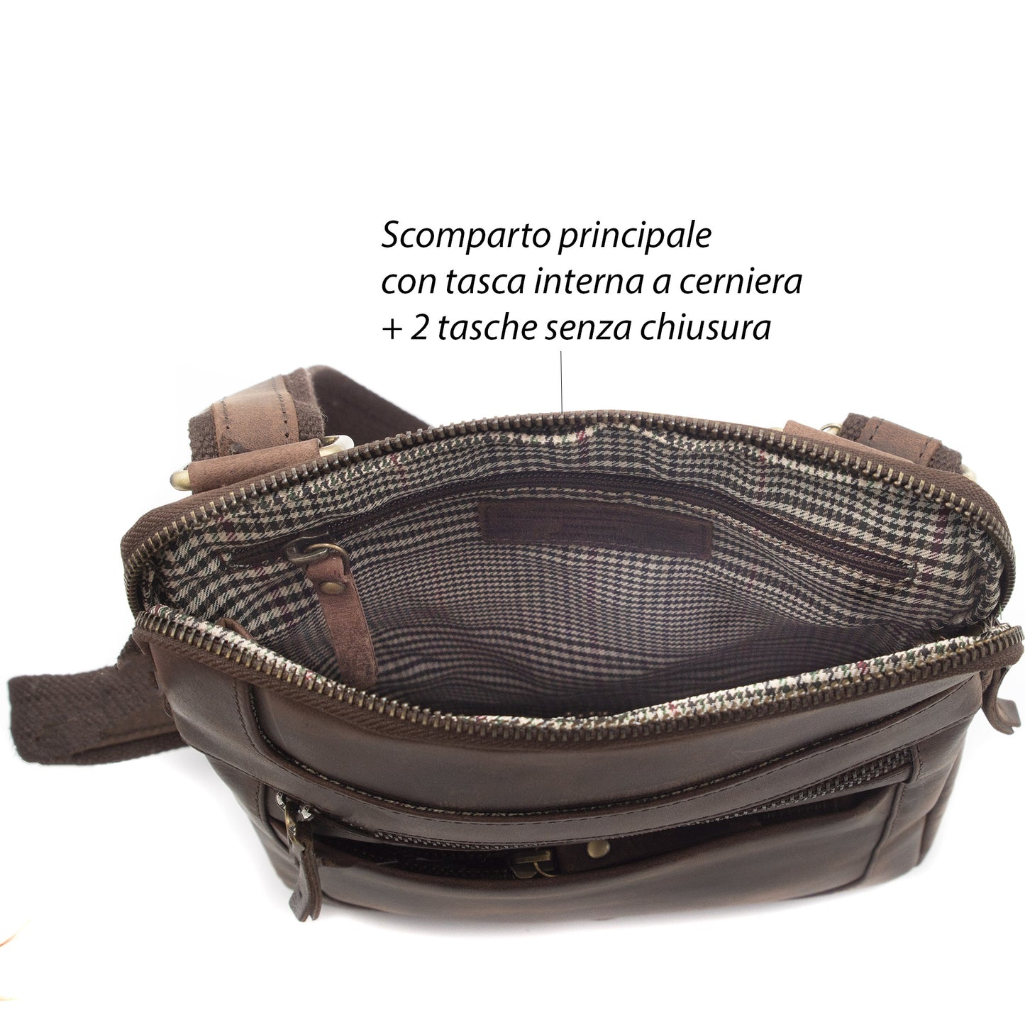 Borsa Uomo Donna in Vera Pelle Ingrassata con Tracolla Regolabile Borsello a Tracolla Porta Cellulare Documenti e Portafoglio per Lavoro Viaggio e Tempo Libero