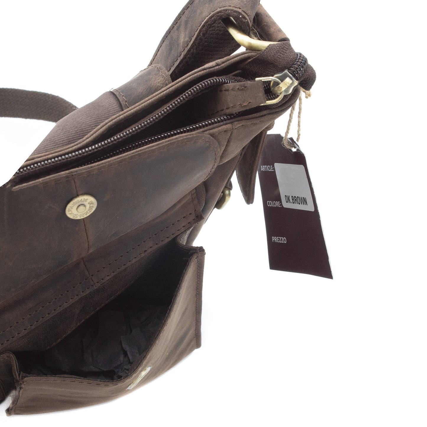 Borsello Uomo in Vera Pelle Ingrassata con Tracolla Regolabile Borsa a Tracolla Porta Cellulare Porta Smartphone Documenti e Portafoglio per Lavoro e Viaggio