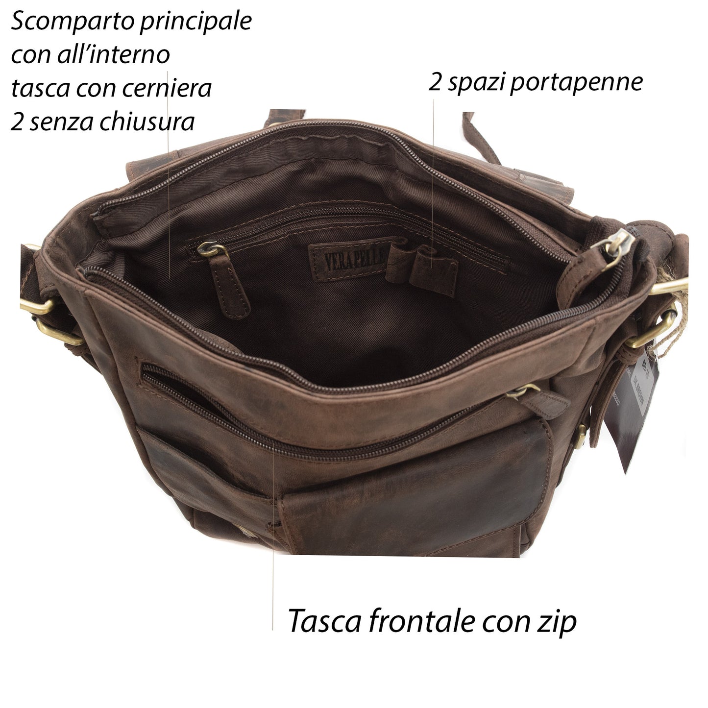 Borsello Uomo in Vera Pelle Ingrassata con Tracolla Regolabile Borsa a Tracolla Porta Cellulare Porta Smartphone Documenti e Portafoglio per Lavoro e Viaggio