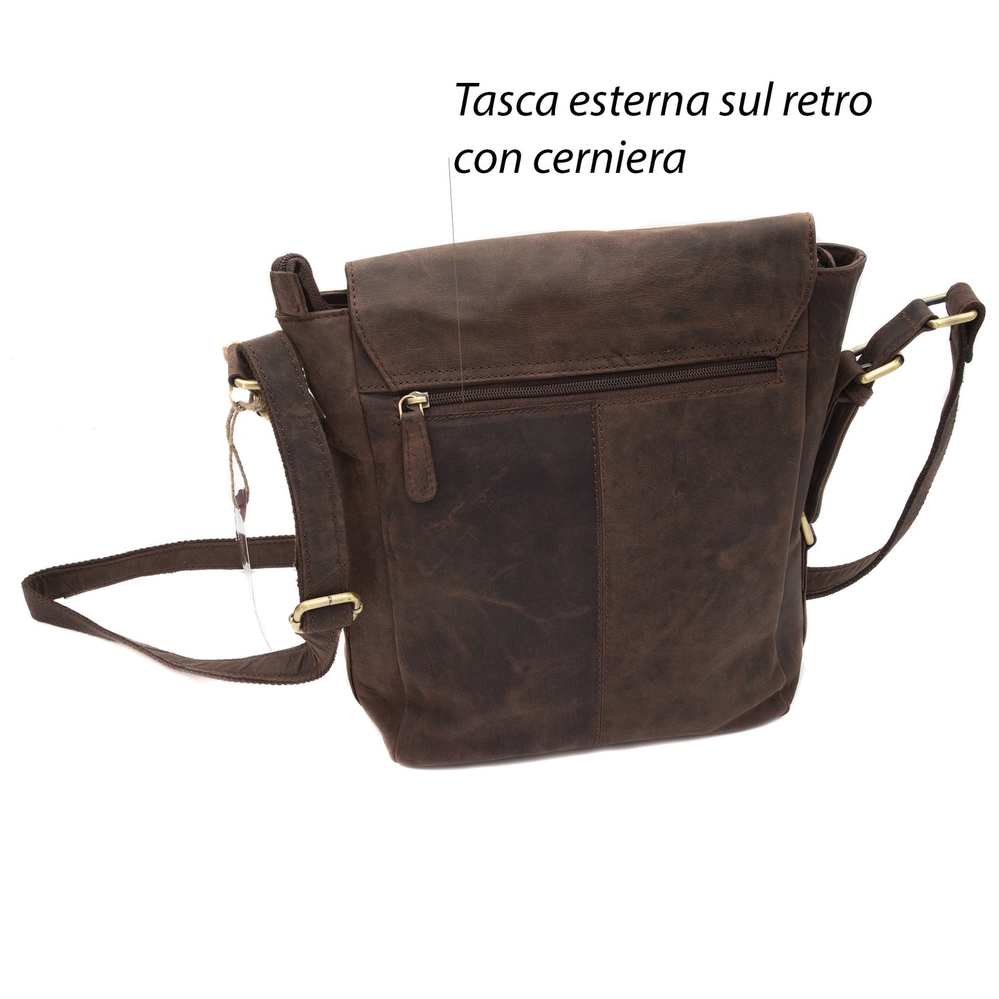 Borsello Uomo in Vera Pelle Ingrassata con Tracolla Regolabile Borsa a Tracolla Porta Cellulare Porta Smartphone Documenti e Portafoglio per Lavoro e Viaggio