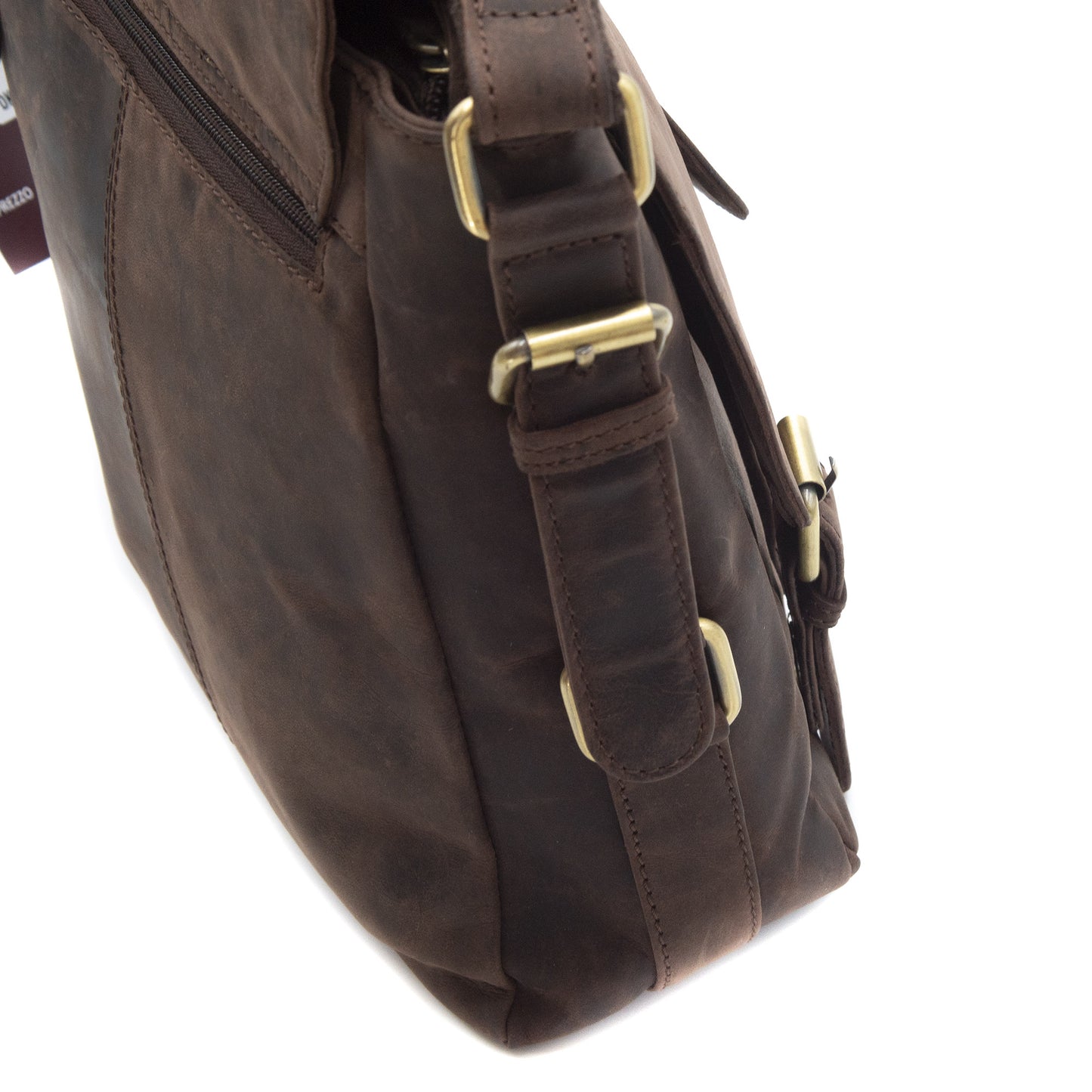 Borsello Uomo in Vera Pelle Ingrassata con Tracolla Regolabile Borsa a Tracolla Porta Cellulare Porta Smartphone Documenti e Portafoglio per Lavoro e Viaggio