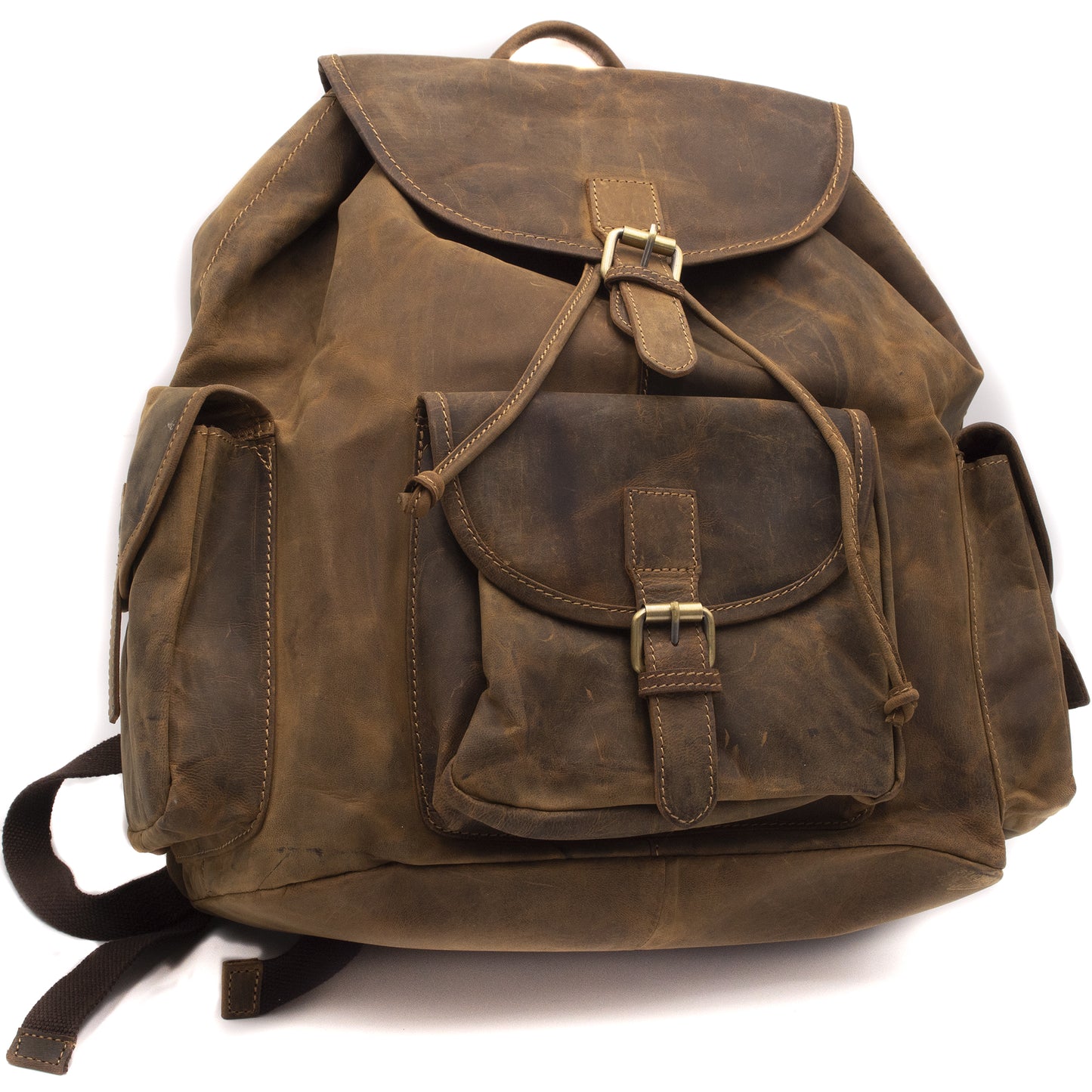 Zaino Grande in Vera Pelle Ingrassata Porta PC Notebook 15,6" e Tablet Zaino Uomo da Lavoro Ufficio e Viaggio