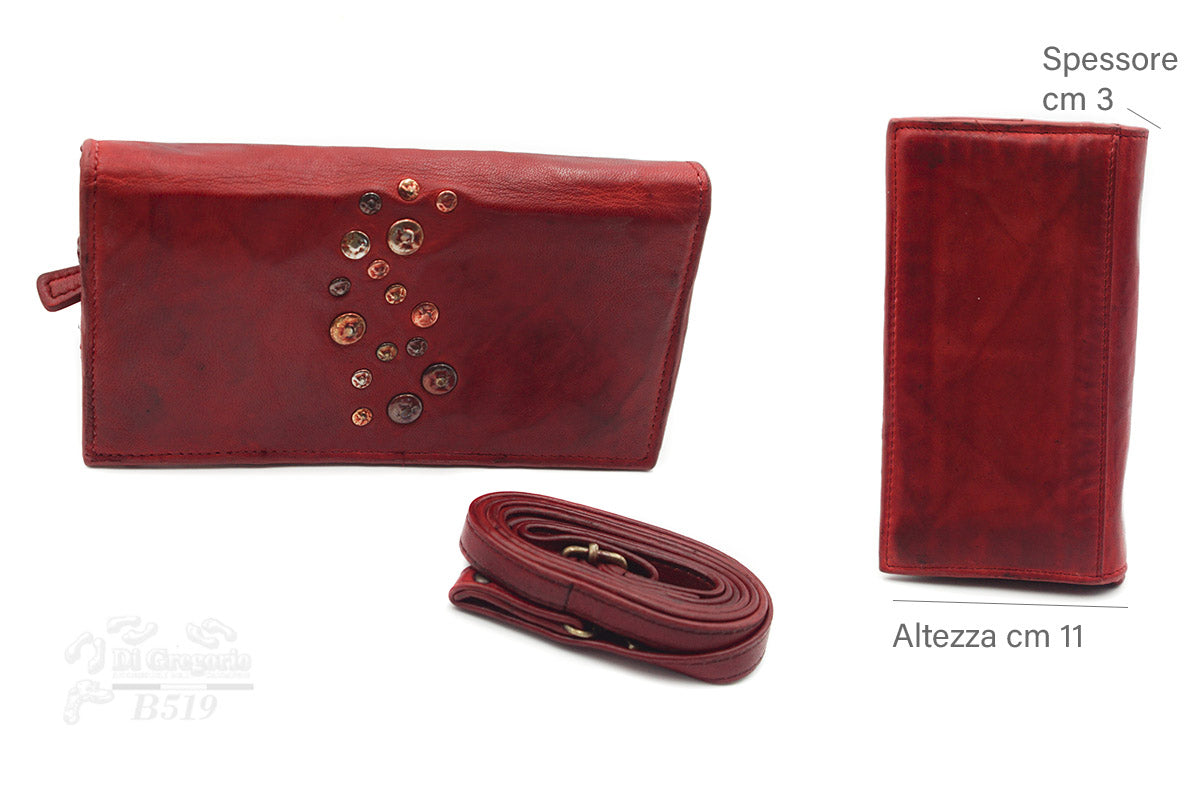 Borsa portafoglio in vera pelle con tracolla – pochette multifunzione