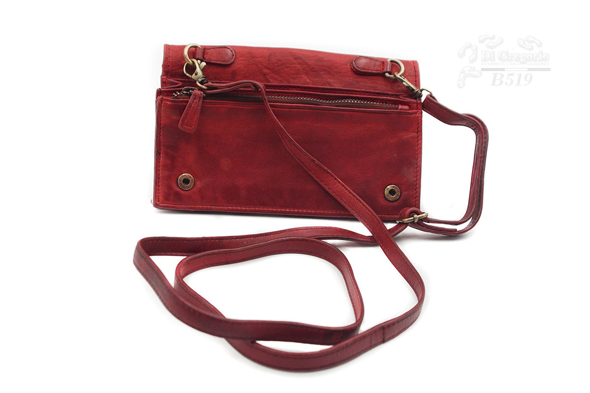 Borsa portafoglio in vera pelle con tracolla – pochette multifunzione