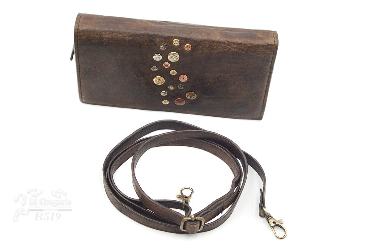 Borsa portafoglio in vera pelle con tracolla – pochette multifunzione