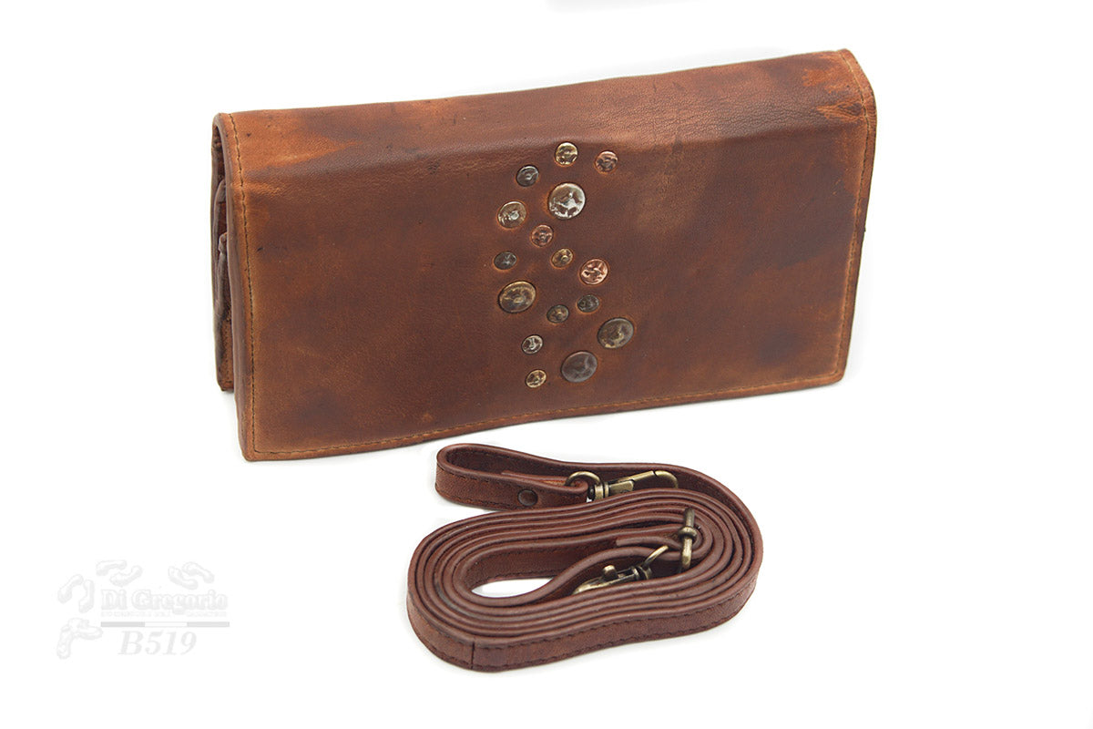 Borsa portafoglio in vera pelle con tracolla – pochette multifunzione