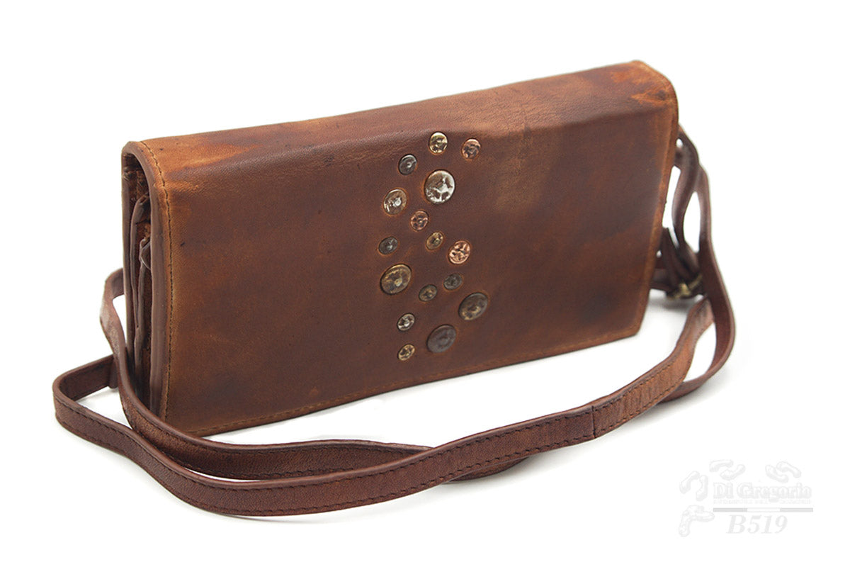 Borsa portafoglio in vera pelle con tracolla – pochette multifunzione