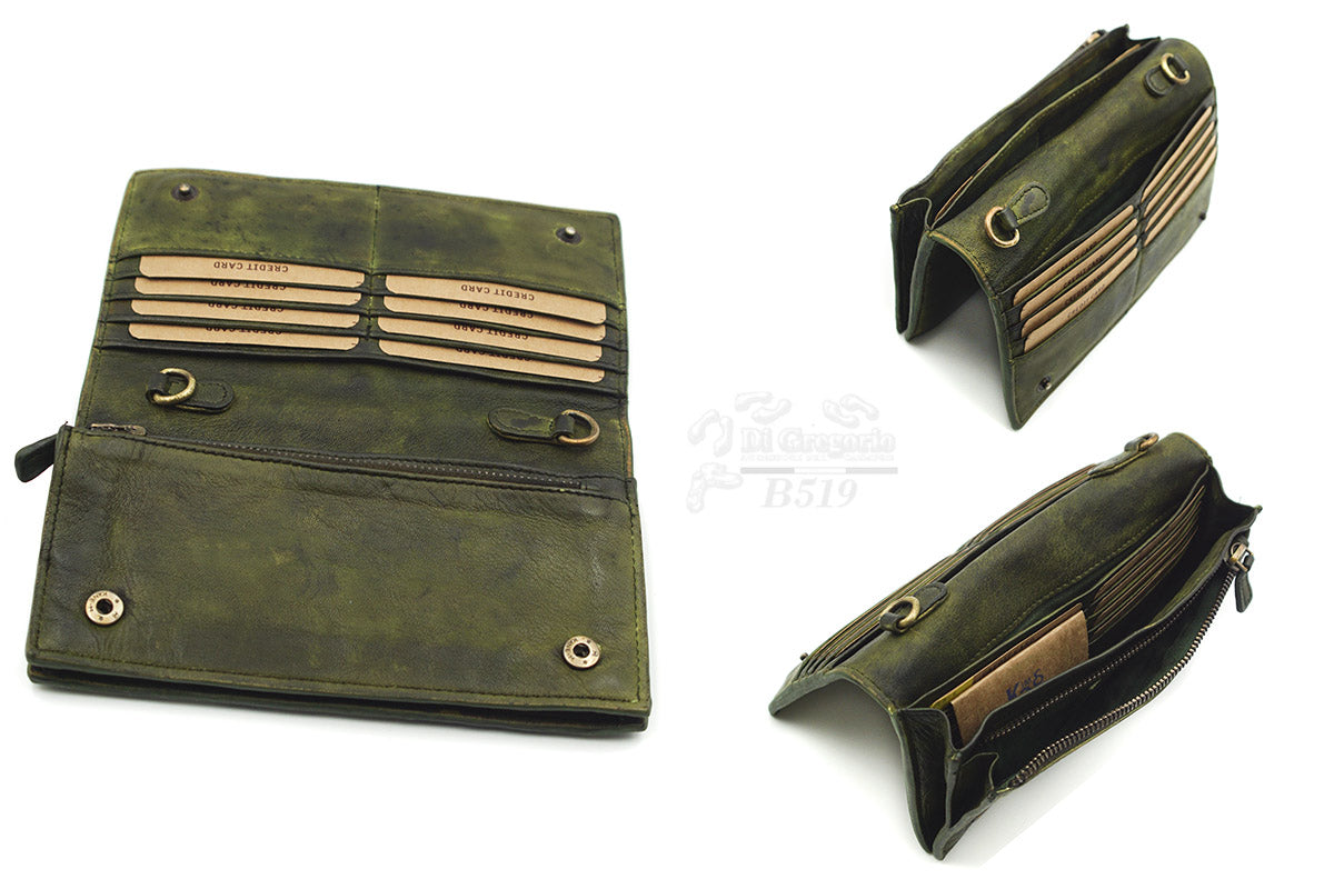 Borsa portafoglio in vera pelle con tracolla – pochette multifunzione