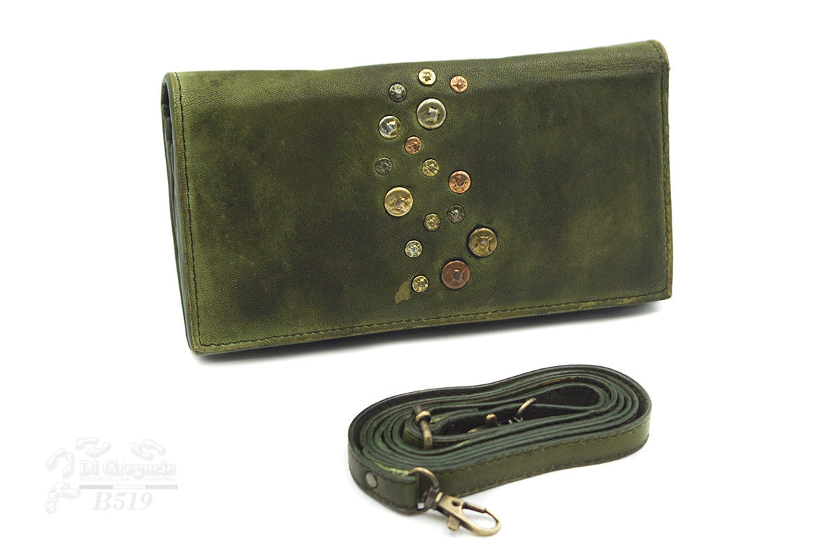 Borsa portafoglio in vera pelle con tracolla – pochette multifunzione