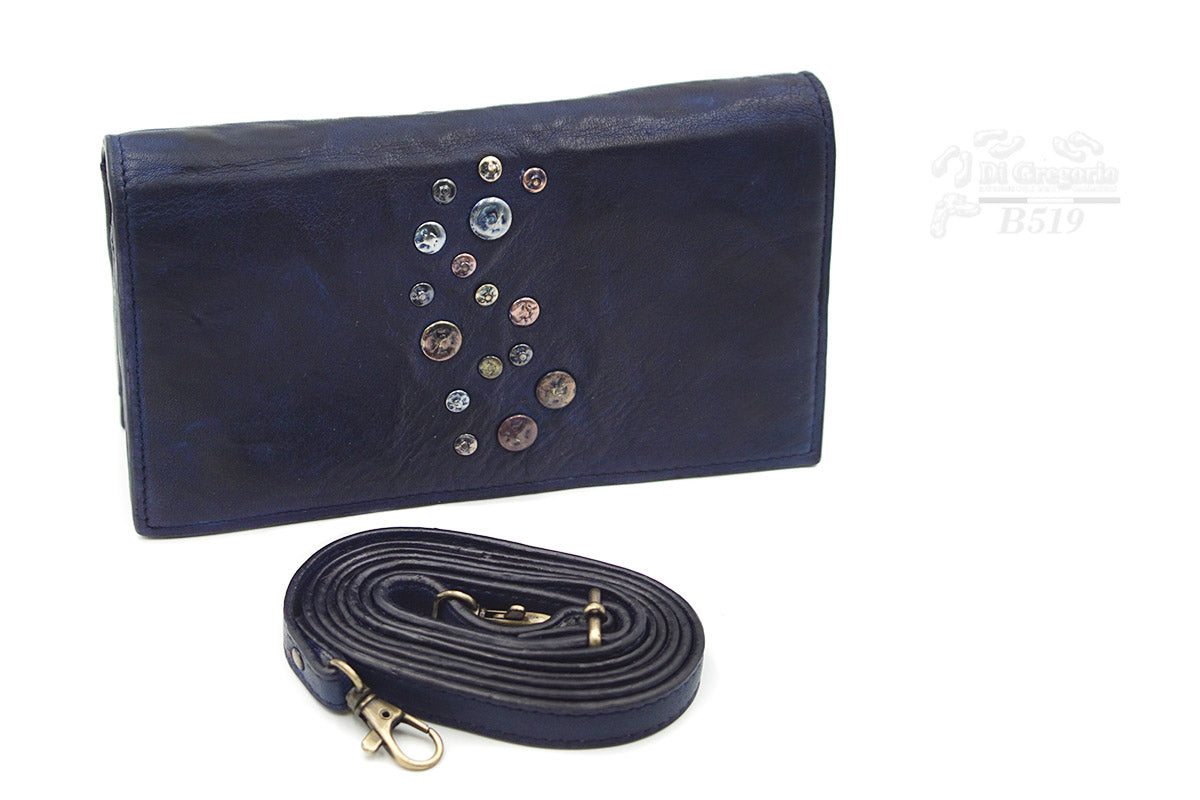 Borsa portafoglio in vera pelle con tracolla – pochette multifunzione