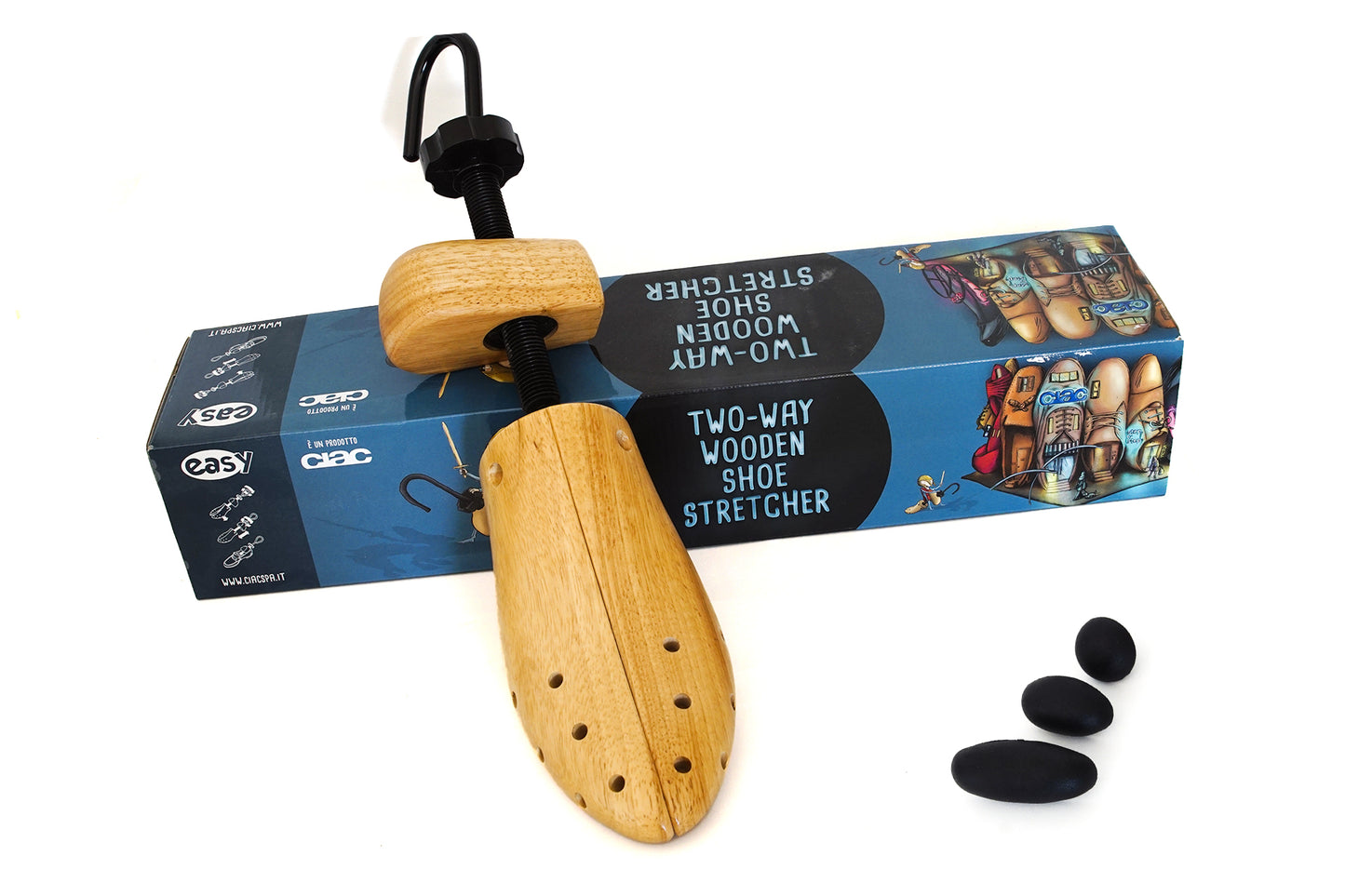 Allargascarpe in Legno Regolabile Ambidestro per Scarpe Strette | Ideale per Calli, Alluce e Piedi Gonfi - 1 Pezzo