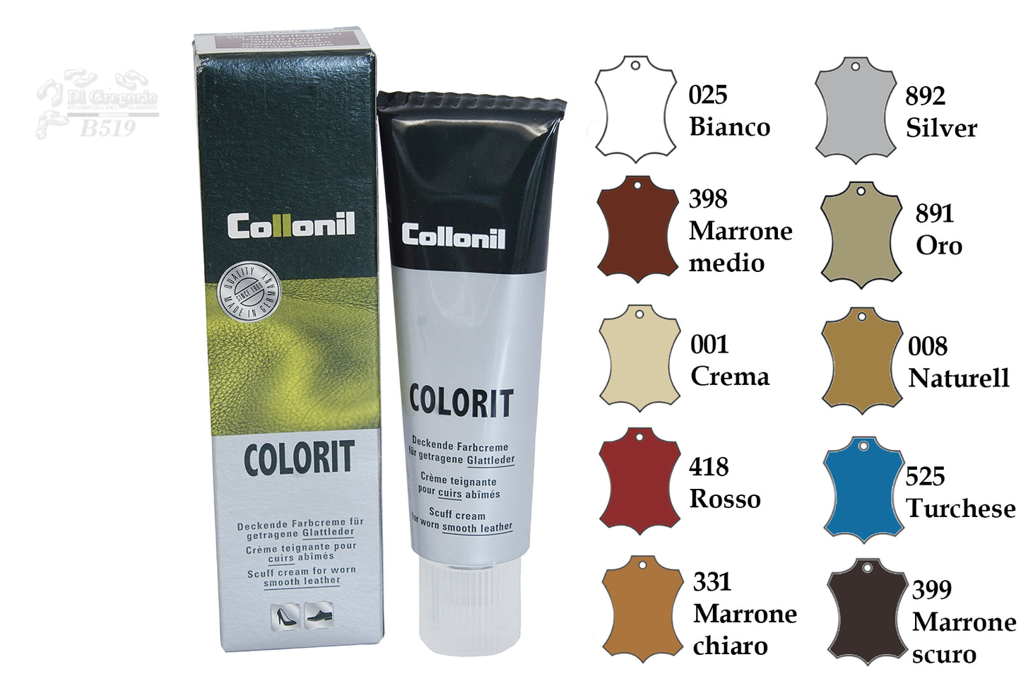 Collonil Colorit Crema Coprente per Pelle Liscia 50ml Ritocco Scarpe, Borse e Divani