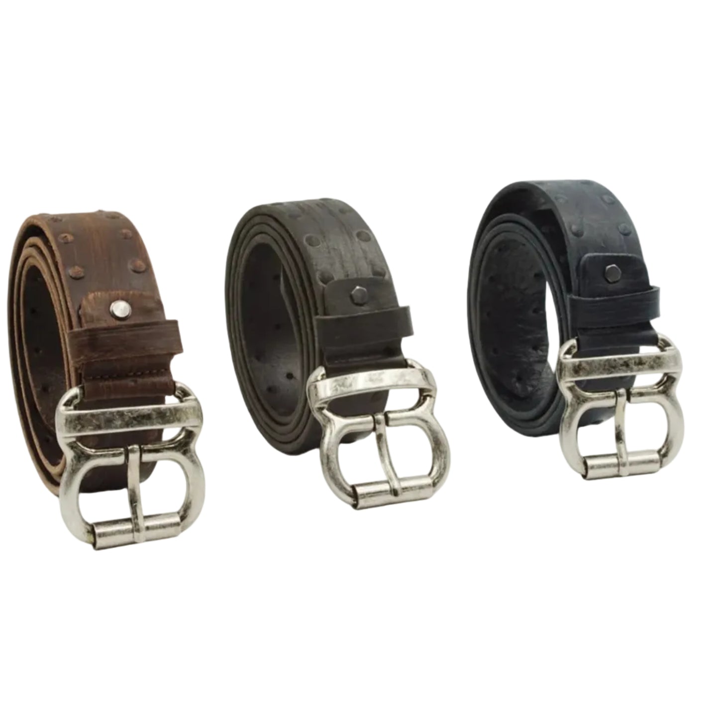 Cintura in Cuoio Rivettata Artigianale Italiana Uomo Donna Vera Pelle Alta 4 cm Made in Italy