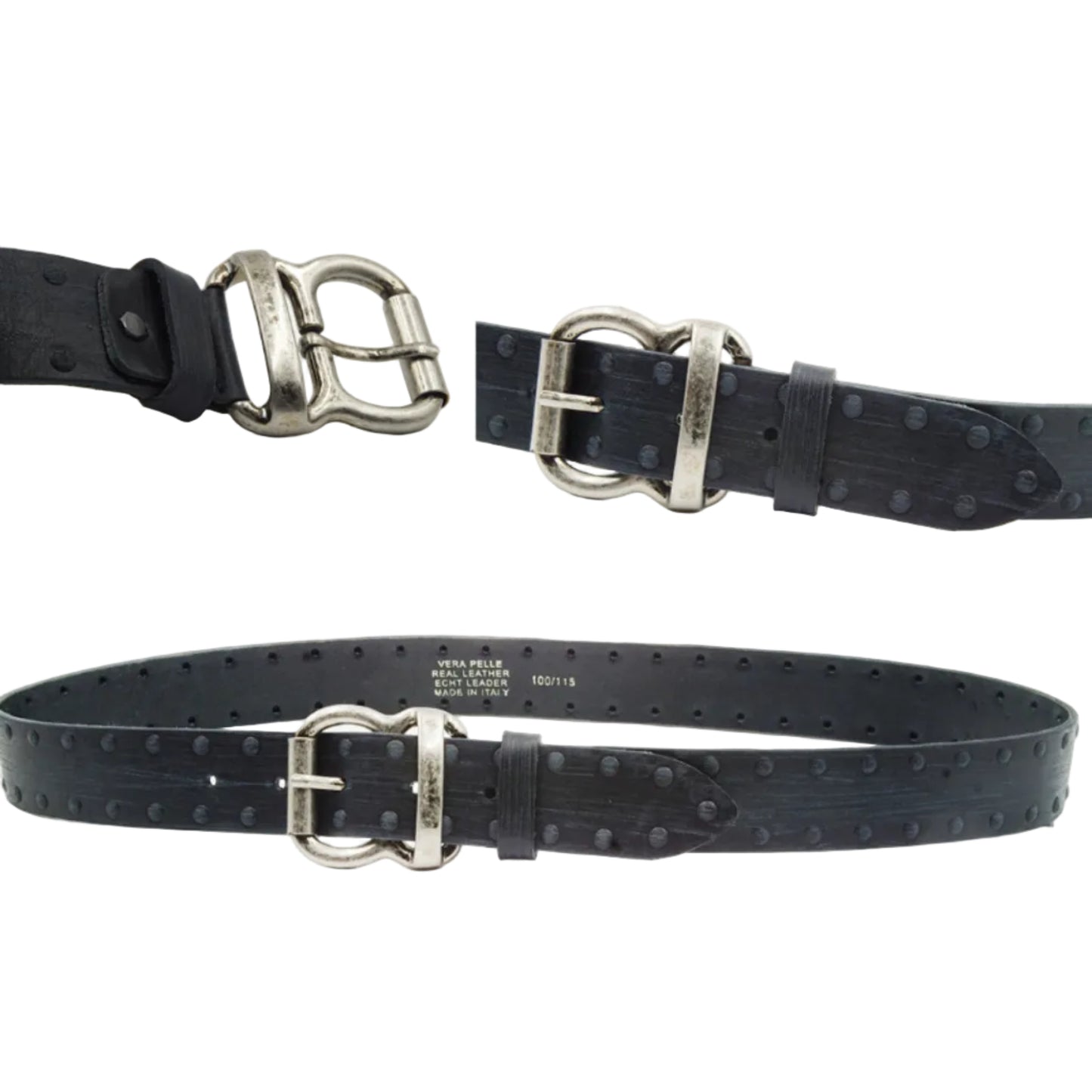 Cintura in Cuoio Rivettata Artigianale Italiana Uomo Donna Vera Pelle Alta 4 cm Made in Italy