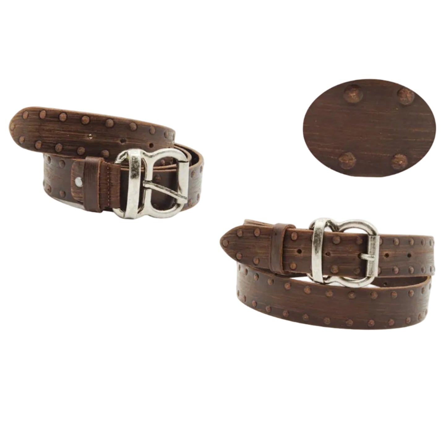 Cintura in Cuoio Rivettata Artigianale Italiana Uomo Donna Vera Pelle Alta 4 cm Made in Italy