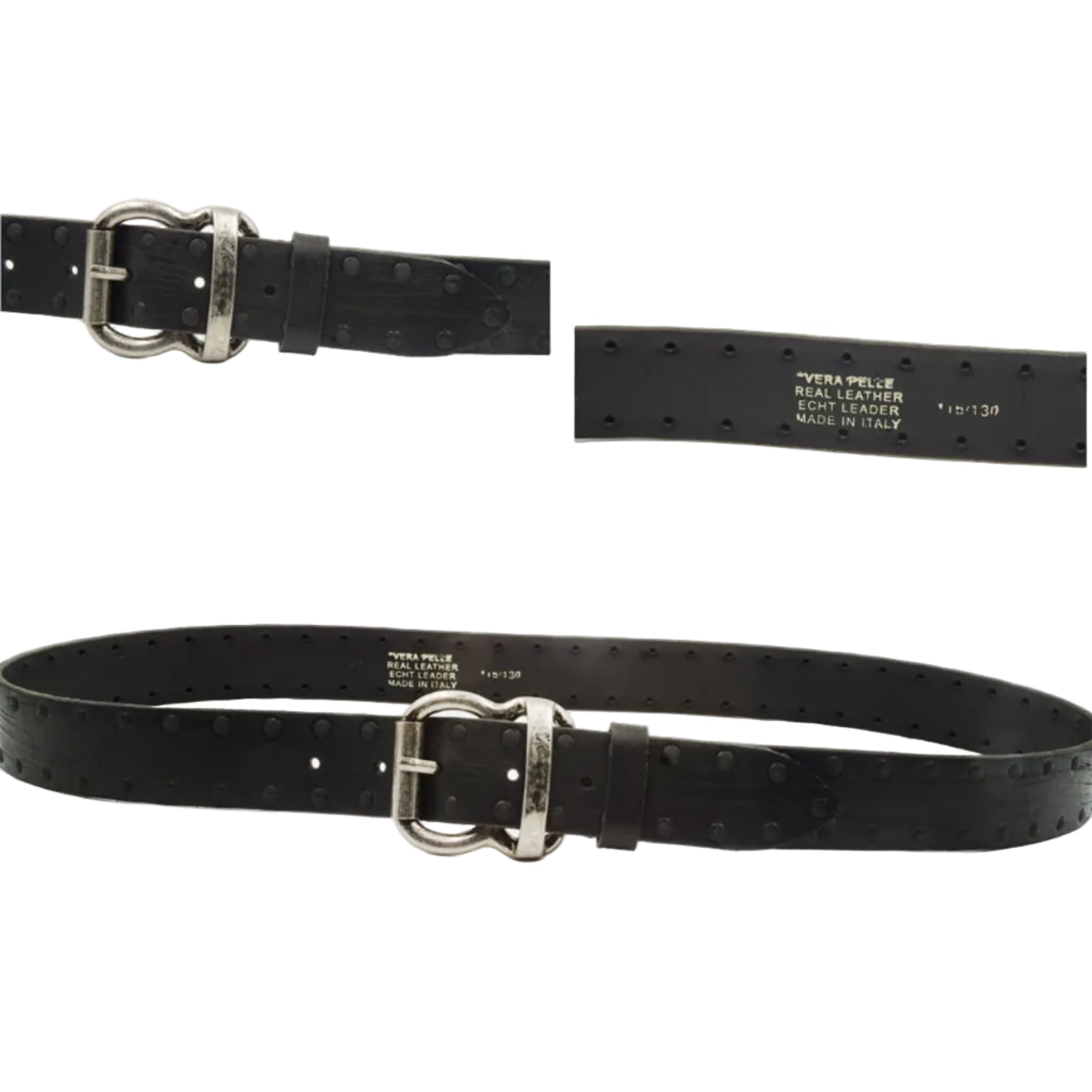Cintura in Cuoio Rivettata Artigianale Italiana Uomo Donna Vera Pelle Alta 4 cm Made in Italy