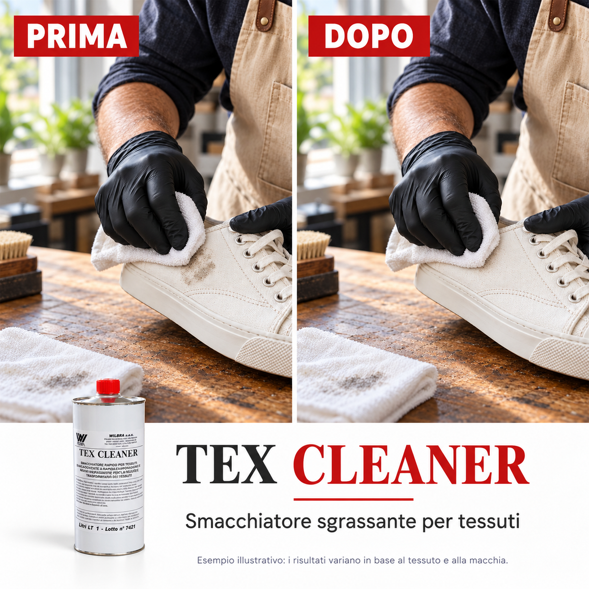 Tex Cleaner Wilbra 1 L Smacchiatore Sgrassante per Tessuti Scarpe Borse Abbigliamento Tappezzeria