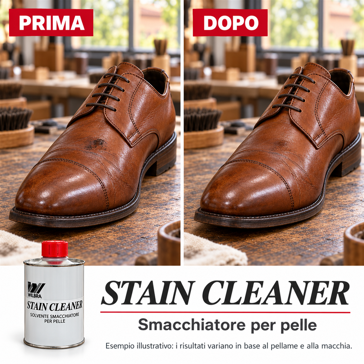 Stain Cleaner Wilbra 1 L Smacchiatore Sgrassante Pelle Olio Biro Pennarello
