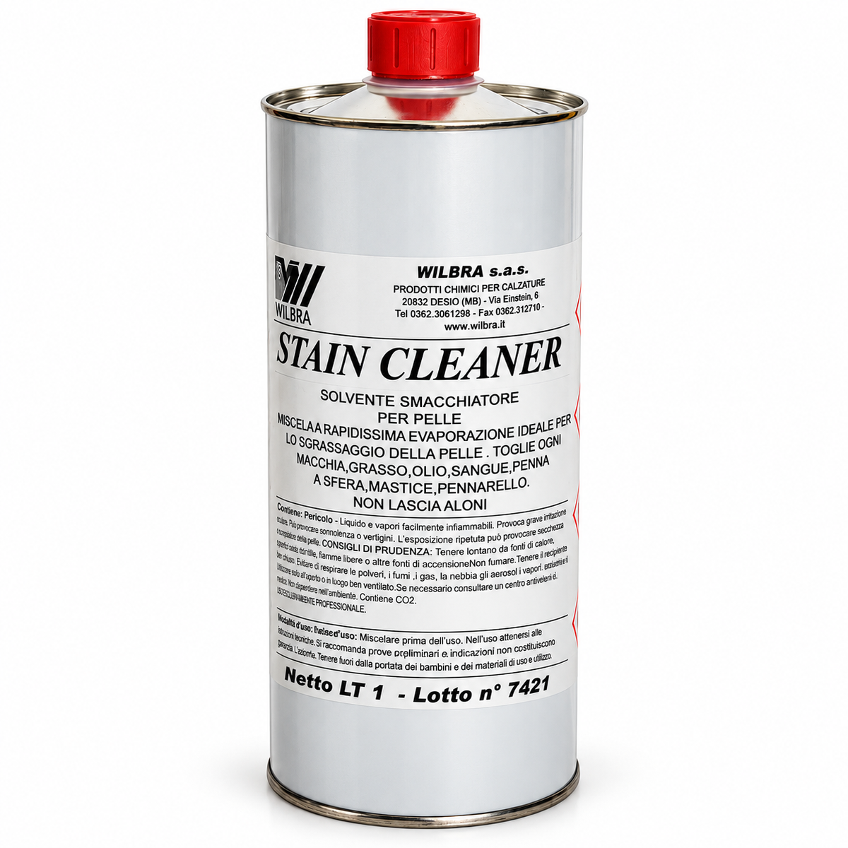 Stain Cleaner Wilbra 1 L Smacchiatore Sgrassante Pelle Olio Biro Pennarello