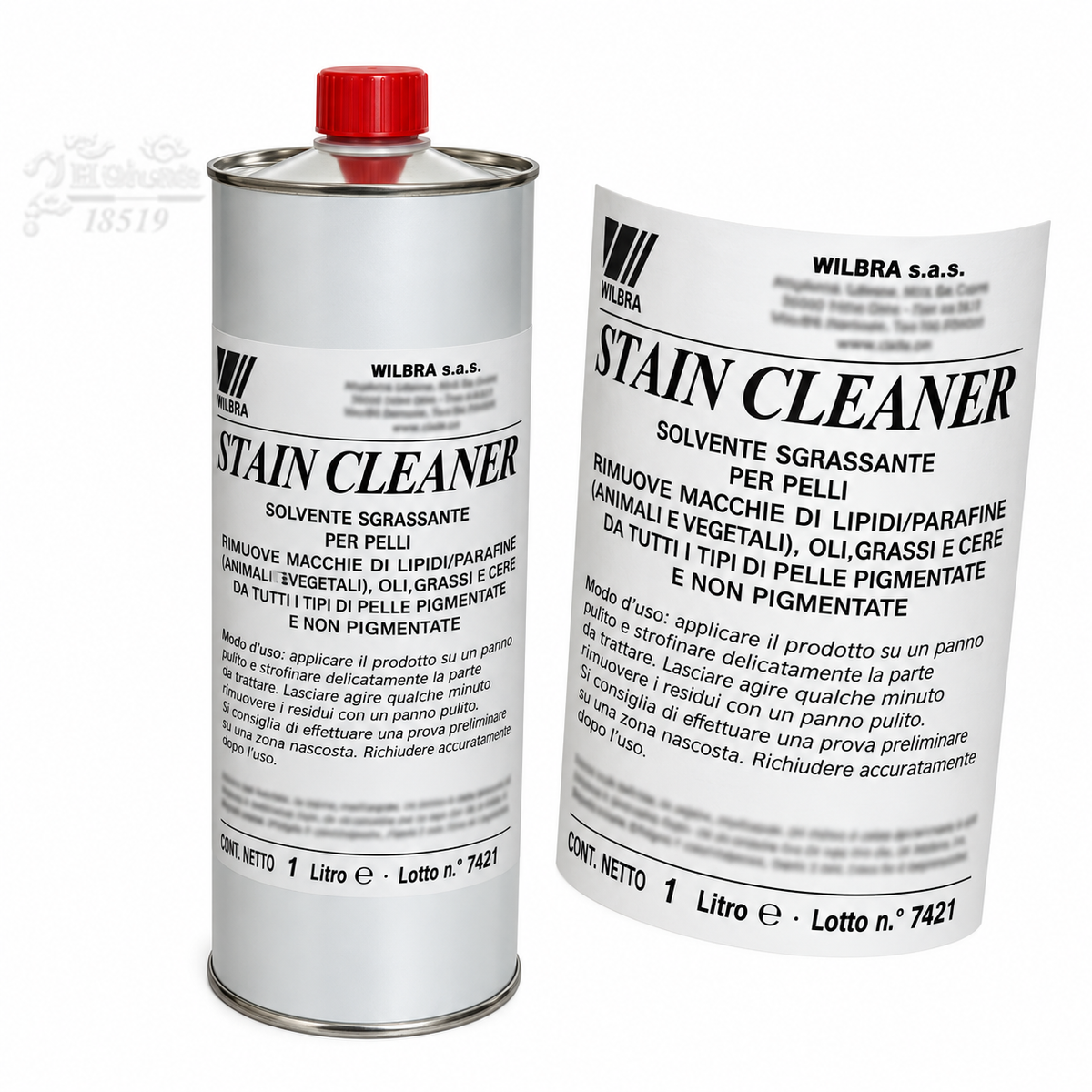 Stain Cleaner Wilbra 1 L Smacchiatore Sgrassante Pelle Olio Biro Pennarello