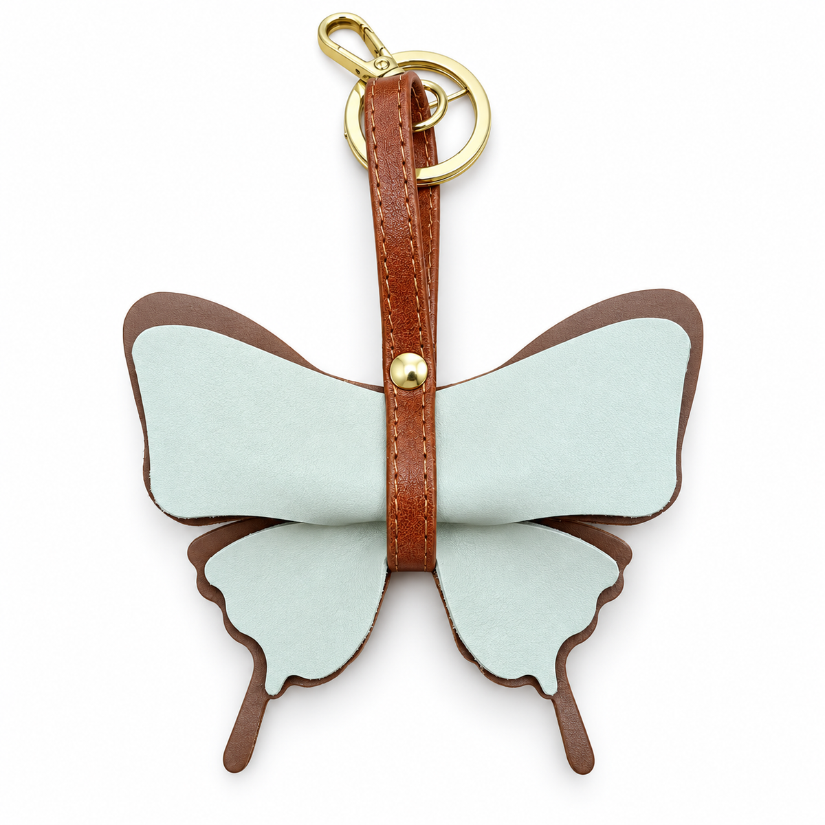 Farfalla in Vera Pelle Artigianale Personalizzabile Portachiavi Charm da Borsa o Elastico per Capelli Idea Regalo e Bomboniera