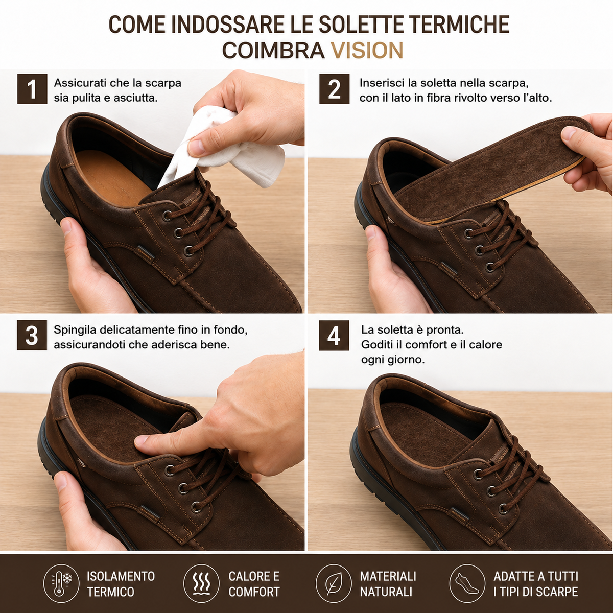 Solette Termiche Coimbra Vison Scarpe Stivali Fibra e Sughero Sottili Lavabili