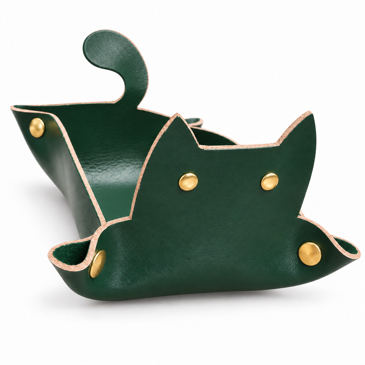 Svuotatasche Gatto in Cuoio 19 × 12 cm  Vassoio Portaoggetti e Portachiavi da Appoggio Personalizzabile Idea Regalo